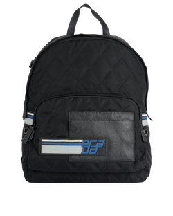 Logo Patch Backpack, Nylon/Leather, Black, MII, 2*